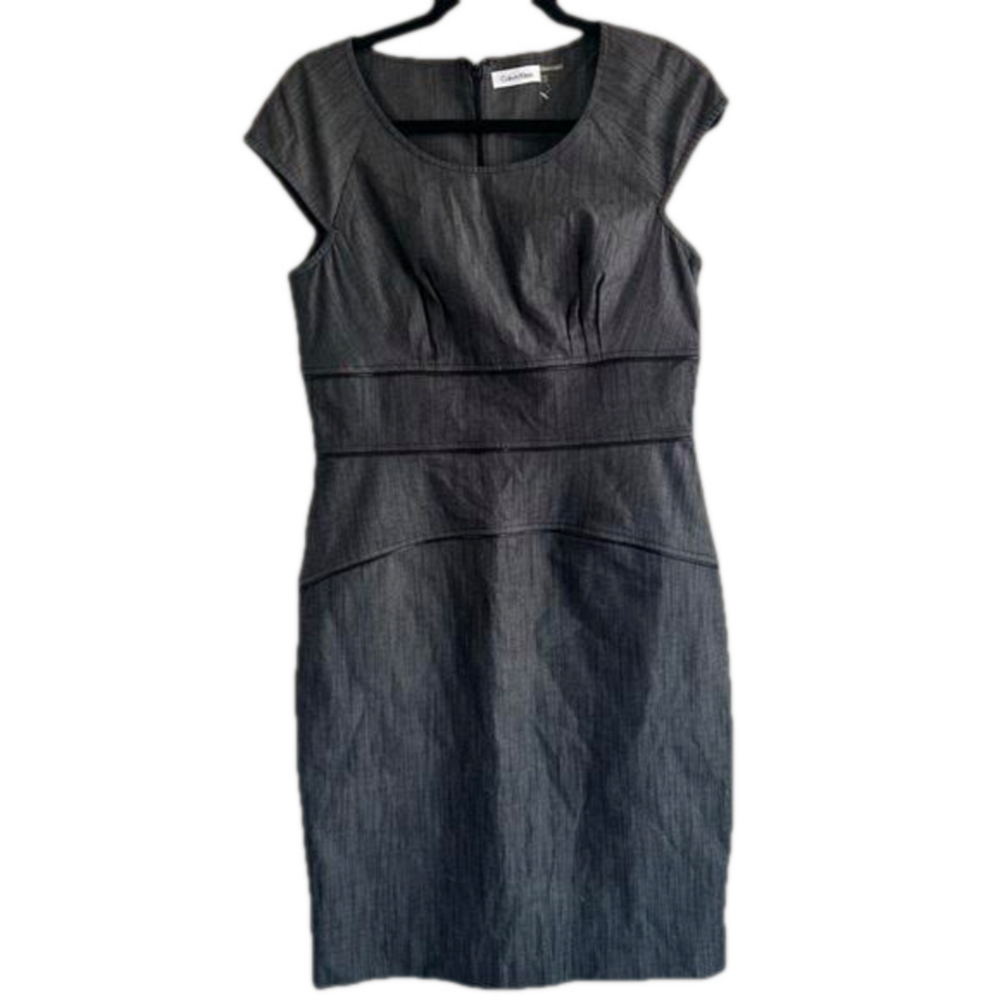 Calvin Klein Black Wash Denim Zipper Trim Dress size 8